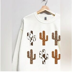 Cream Cactus Print Sweatshirt